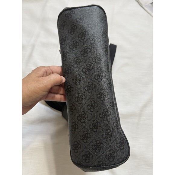 Guess Women’s Double Front Pocket Logo Backpack Handbag In Black/Gray - Picture 5 of 8